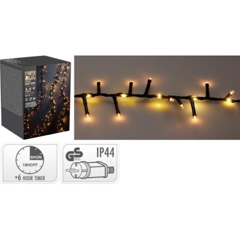 LUCI CASCATA 1060 LED BIANCO CALDO 5MT. FILO NERO